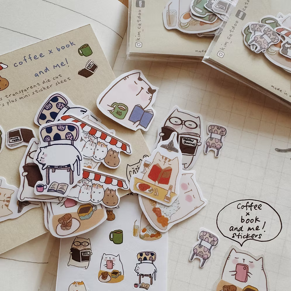Catdoo Flake Stickers - Coffee x Book