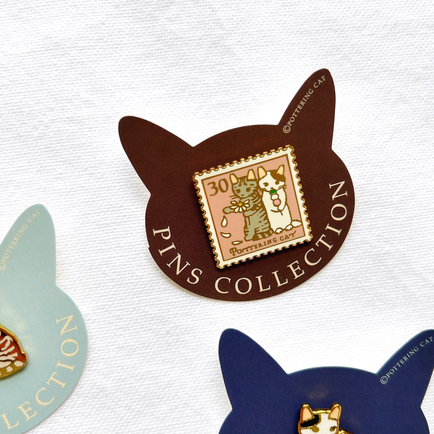 Pottering Cat Enamel Pin - Petal and Dango