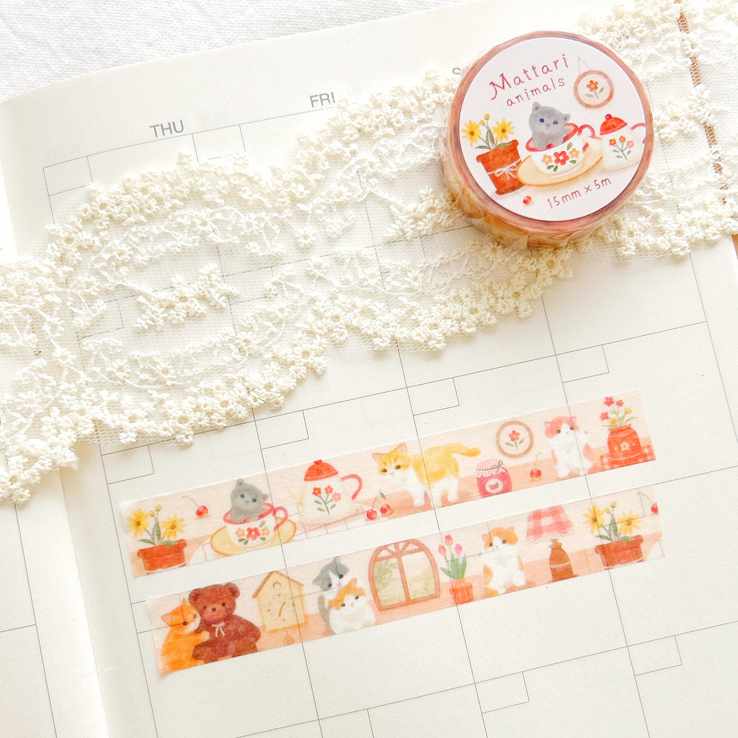 NB Mattari Animals Washi Tape - Day Kitten