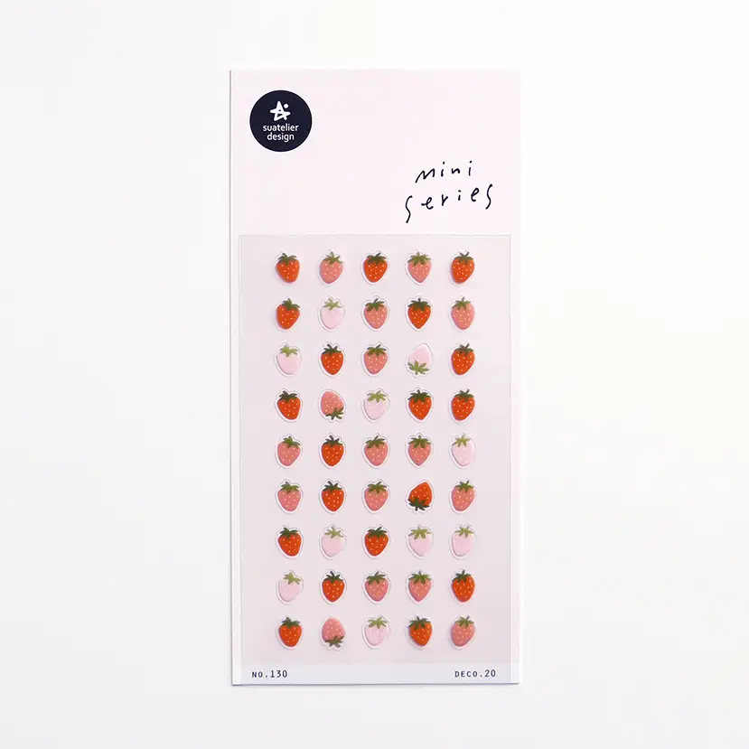 Sheet of strawberry-themed stickers.