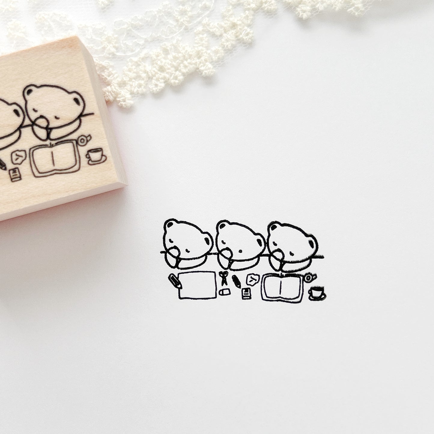 Ikhanko Rubber Stamp - Bears at the Desk