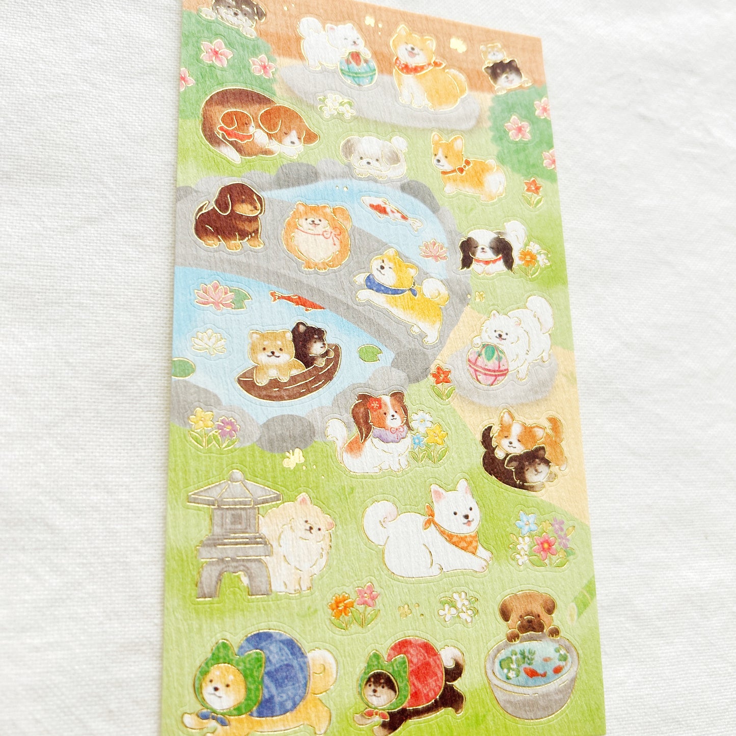 NB Gold Foil Stickers - Dog and Japanese Garden