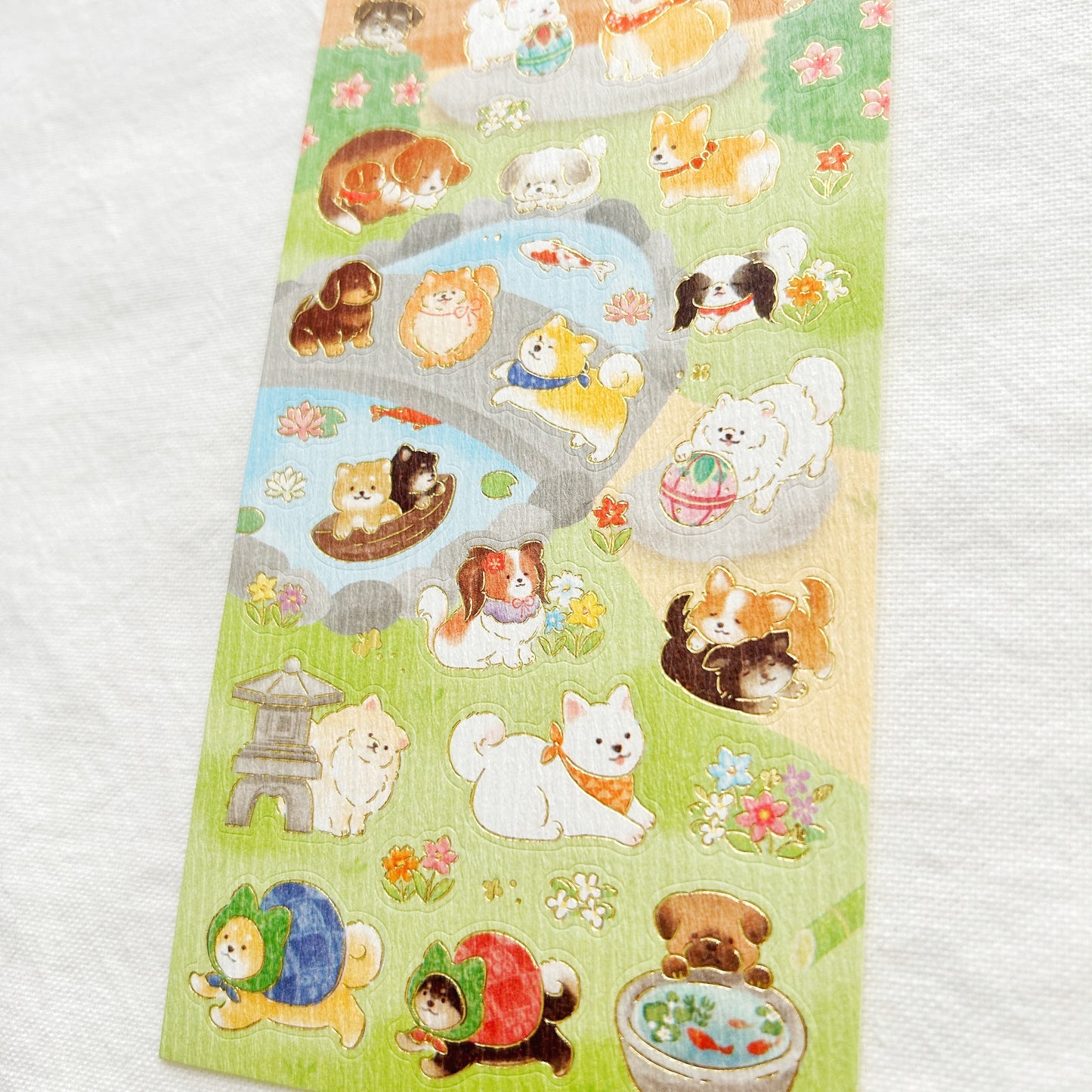 NB Gold Foil Stickers - Dog and Japanese Garden