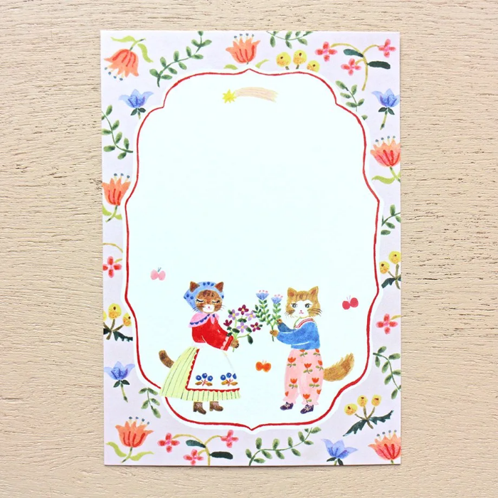 Aiko Fukawa postcard booklet titled 'Little Fluffy Friends,' featuring charming, whimsical illustrations of cute animals, Japanese stationery with adorable, collectible designs.