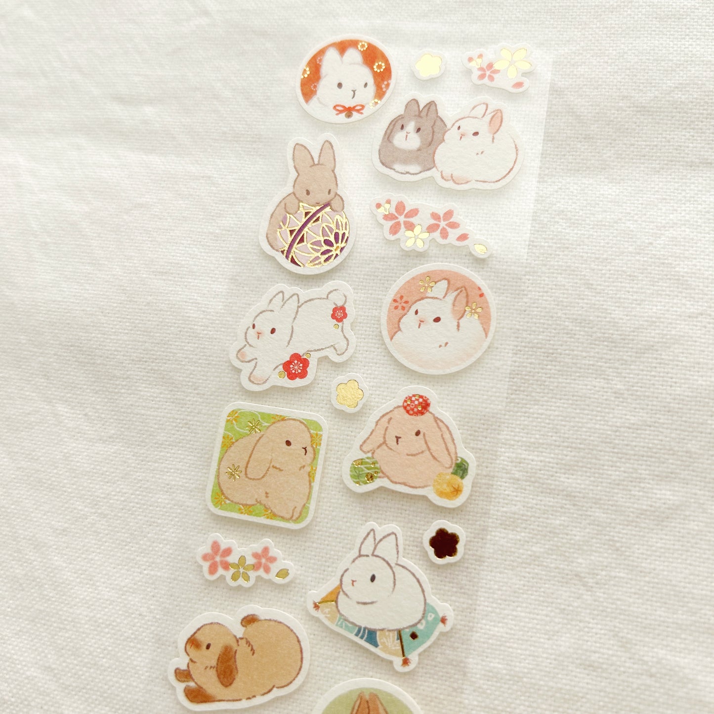 NB Gold Foil Stickers - Flower Rabbit