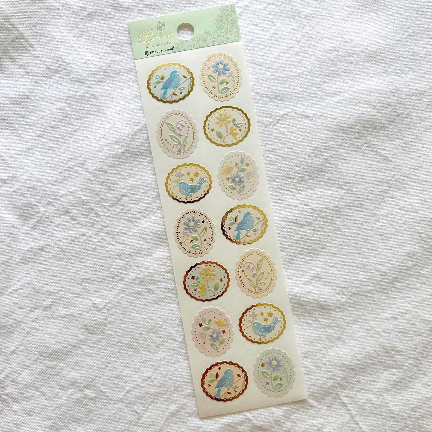 NB Gold Foil Stickers - Blue Bird and Flowers