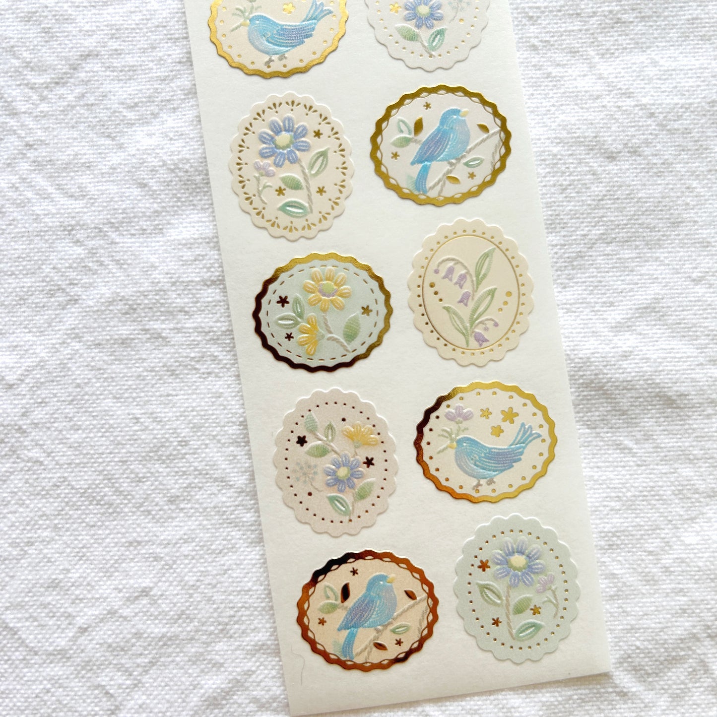 NB Gold Foil Stickers - Blue Bird and Flowers