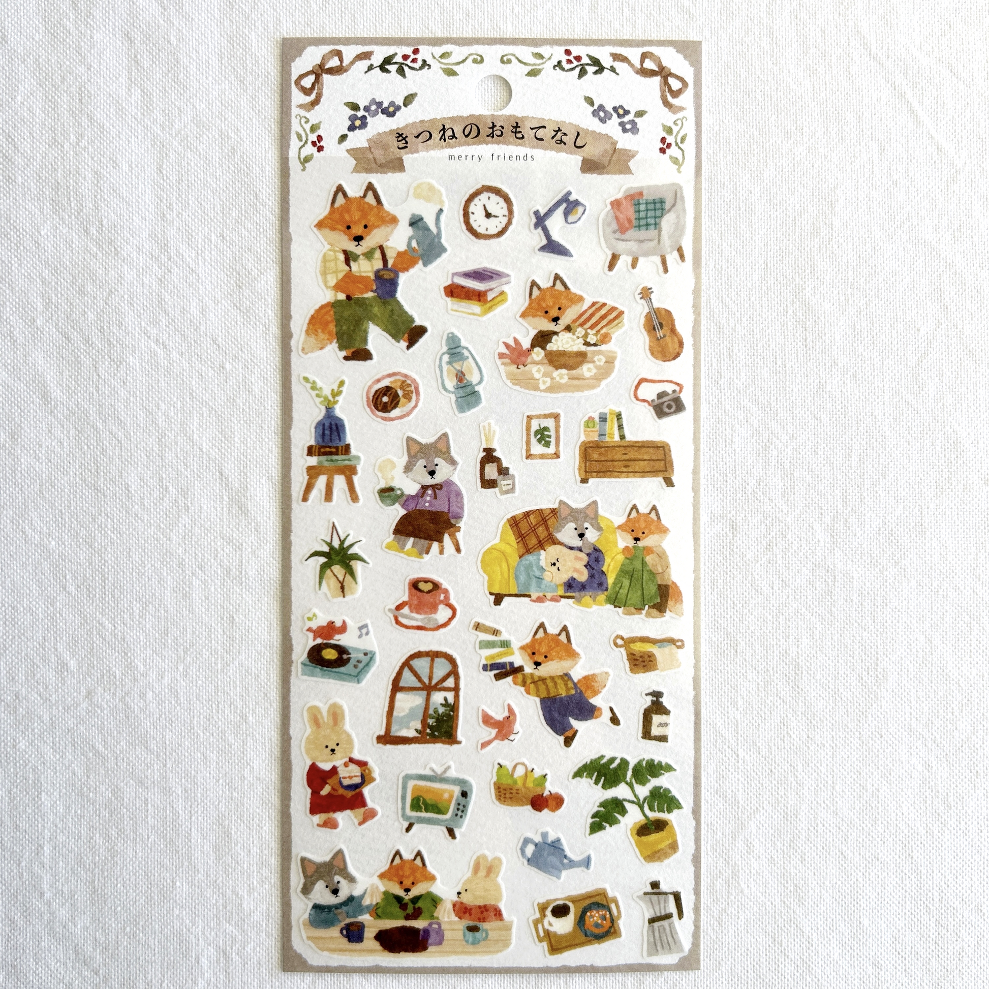 Mind Wave Merry Friends - Fox Hospitality sticker sheet. Perfect for embellishing journals, planners, or scrapbooks.