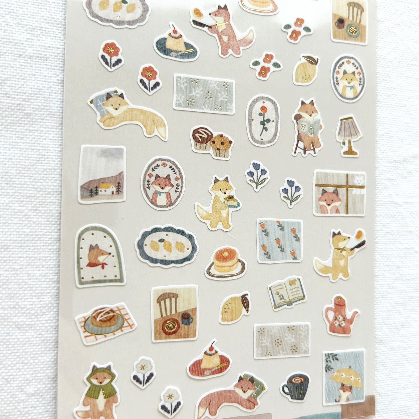 Mind Wave Lampo - Fox and Rain sticker sheet.  Perfect for journaling, scrapbooking, bullet journal, and creative craft projects.