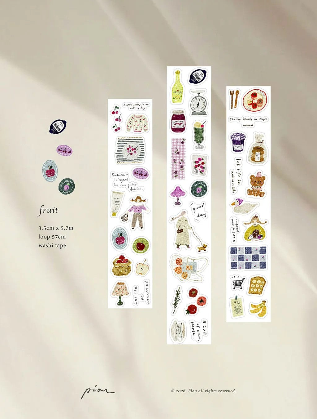 Pion Kiss Cut Washi Tape - Fruit