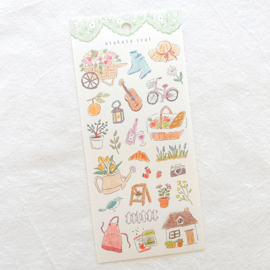 Pack of decorative stickers with garden themed illustrations 