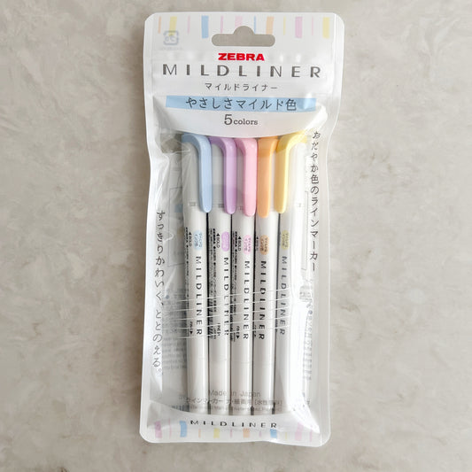 Zebra Mildliner Dual-Tip Highlighter 5 Color Set - Gentle