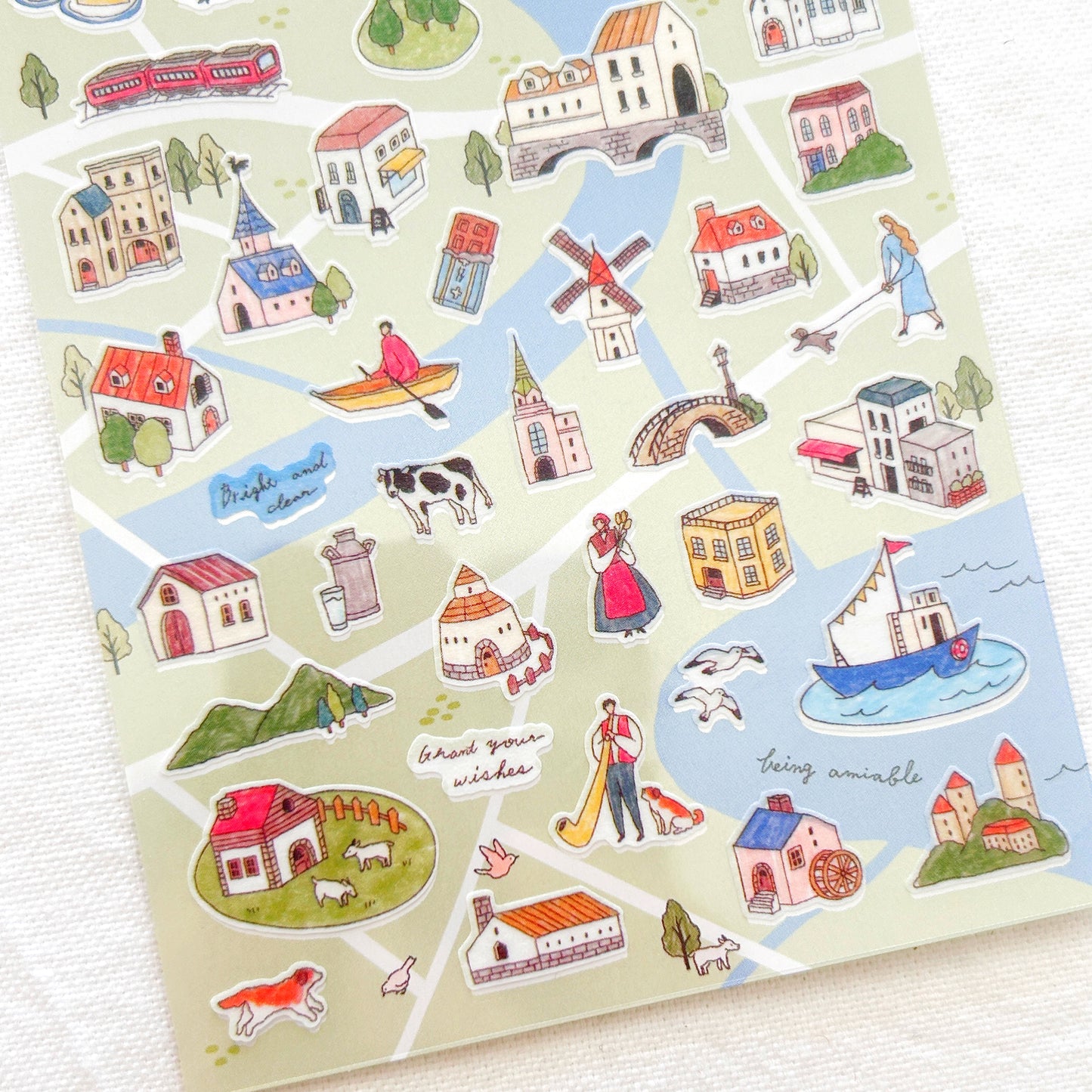 Mind Wave Town Map Stickers - Green City