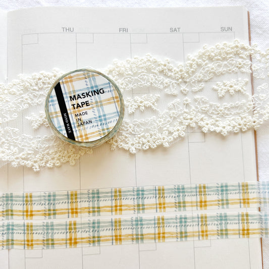 Mind Wave Washi Tape - Check Pattern - Yellow and Green