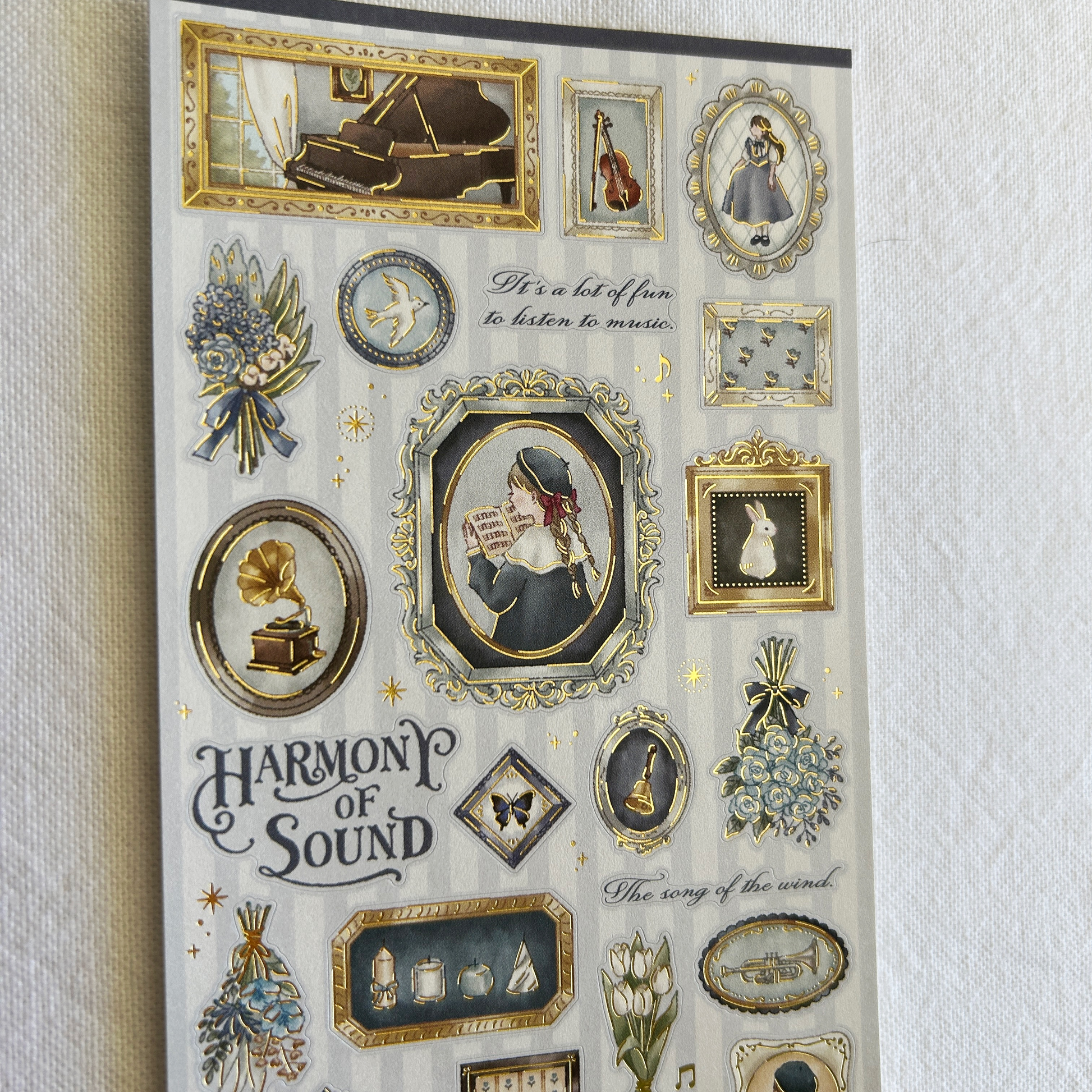 Mind Wave Choupinet- Harmony of Sound sticker sheet.  Adds a lyrical touch to any project, inviting a serene, melodic vibe into your journals, planners, or craftwork. 