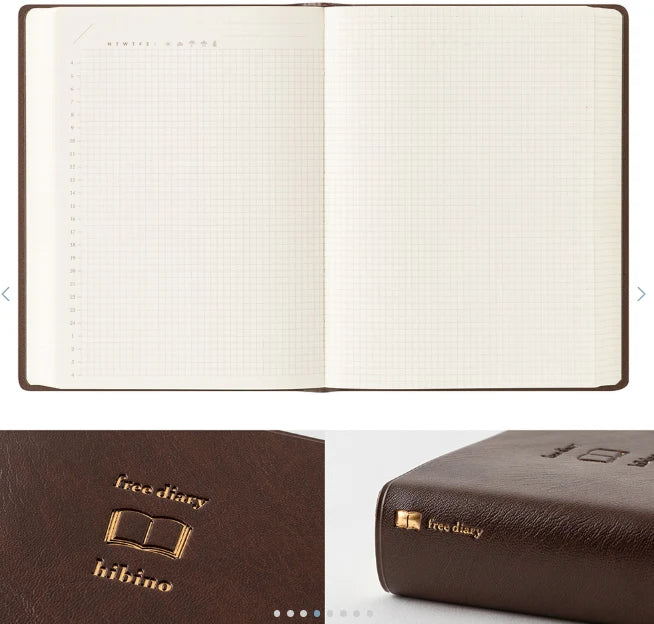 Midori Hibino Free Diary - Undated Daily - A6 - Brown