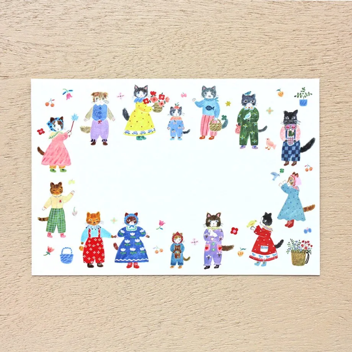 Aiko Fukawa postcard booklet titled 'Little Fluffy Friends,' featuring charming, whimsical illustrations of cute animals, Japanese stationery with adorable, collectible designs.