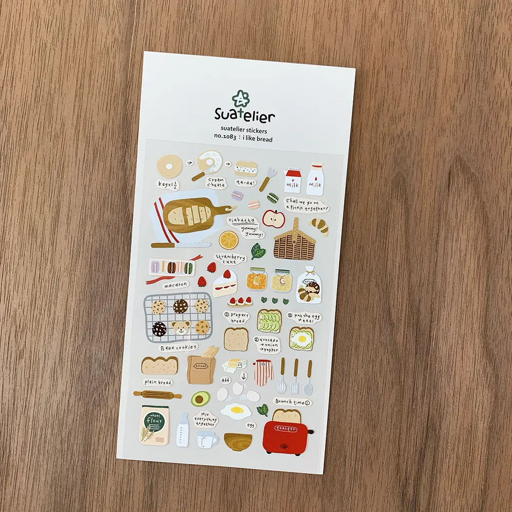 Sheet of Suatelier stickers featuring bread.