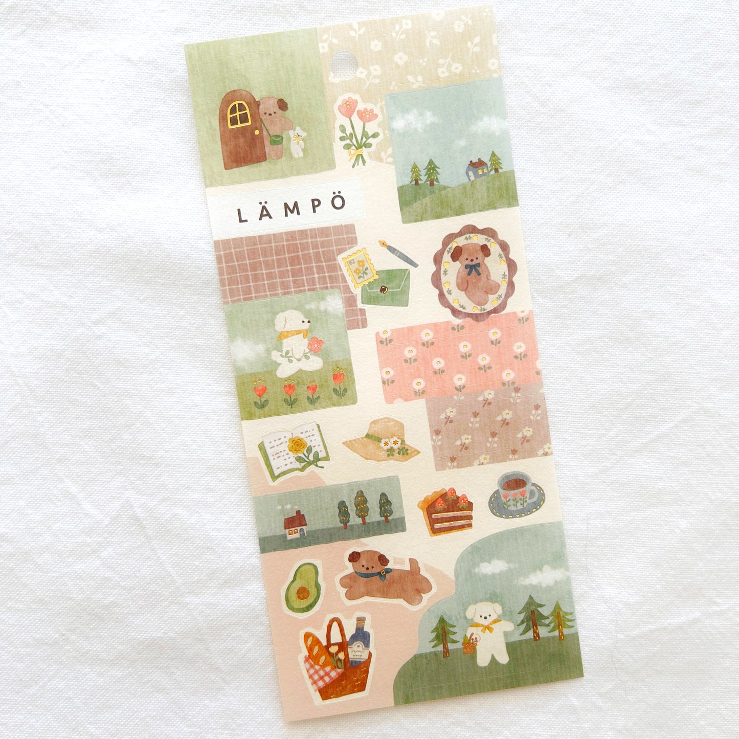 Sticker sheet with various cute kawaii illustrations of dogs