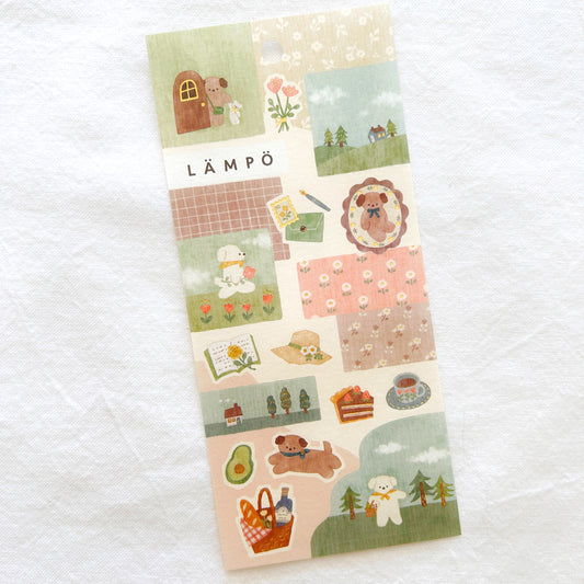Sticker sheet with various cute kawaii illustrations of dogs