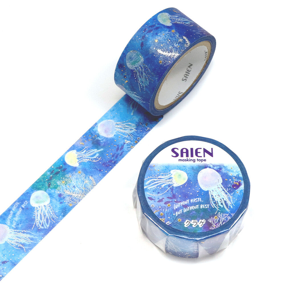 Saien Gold and Silver Foil Washi Tape - Marine Life Jellyfish