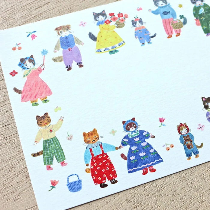 Aiko Fukawa postcard booklet titled 'Little Fluffy Friends,' featuring charming, whimsical illustrations of cute animals, Japanese stationery with adorable, collectible designs.