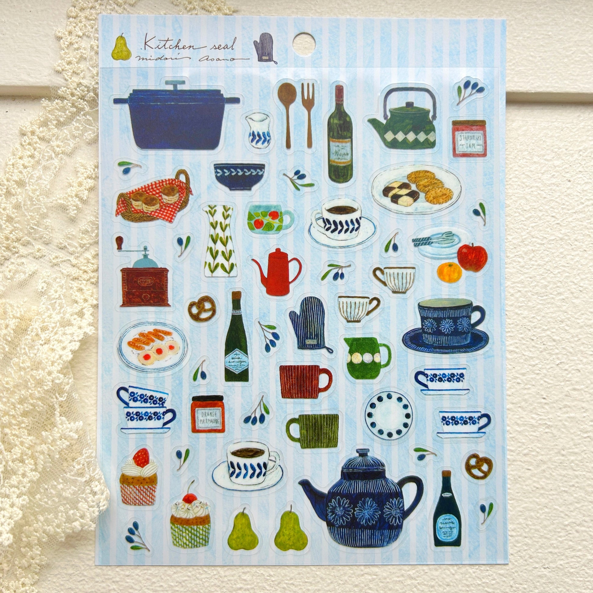 Sheet of decorative kitchen-themed stickers