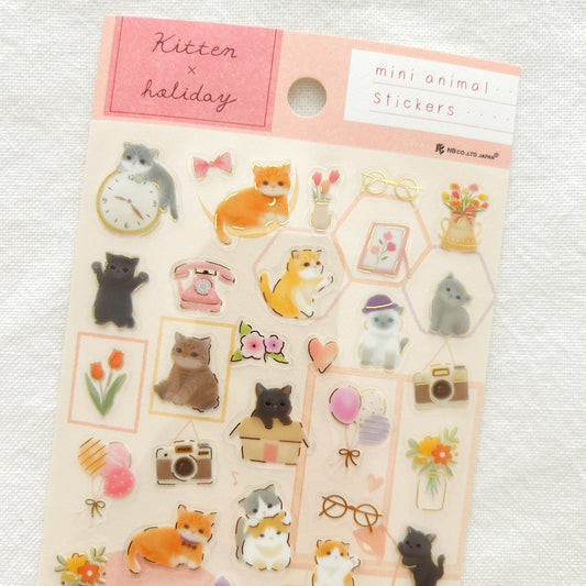 Japanese Clear Sticker Sheet - Kittens