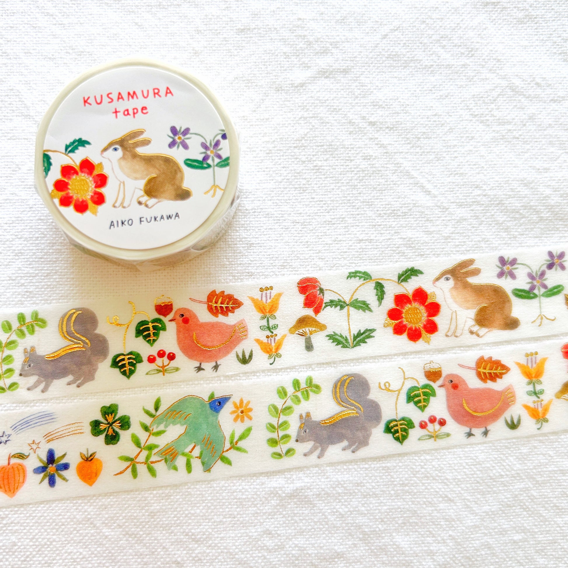 Washi tape of animals including birds, rabbits and squirrels