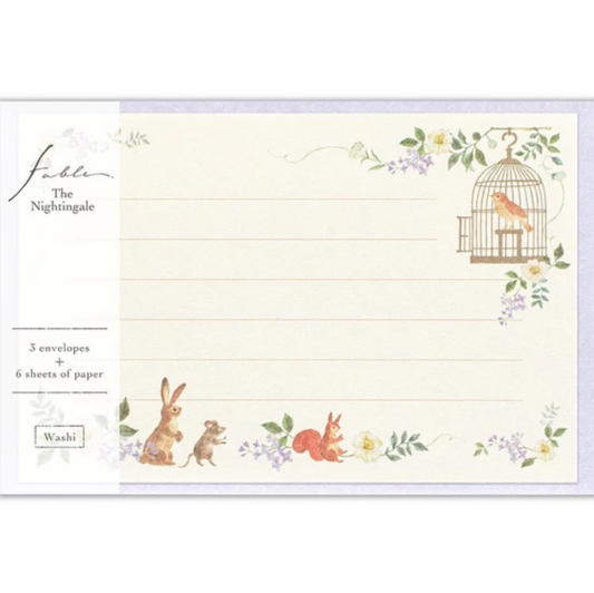 Mitchikusa Letterset - Nightingale, a charming stationery set adorned with delicate nightingale illustrations, perfect for writing thoughtful letters and notes.