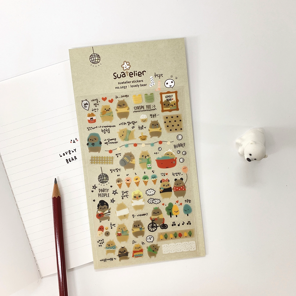 A sticker sheet of cute bears.