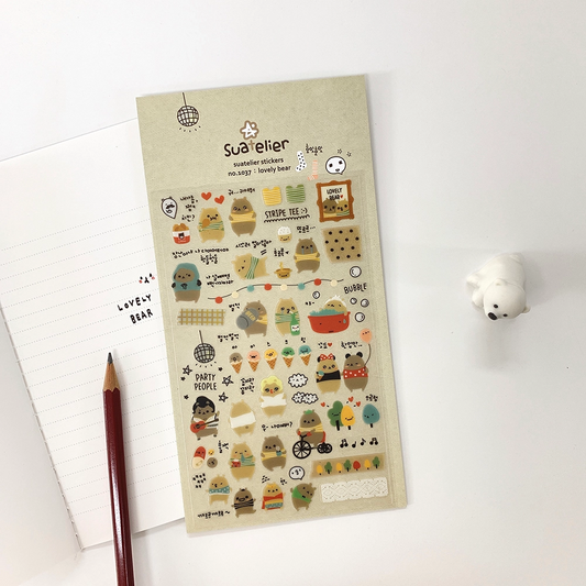A sticker sheet of cute bears.