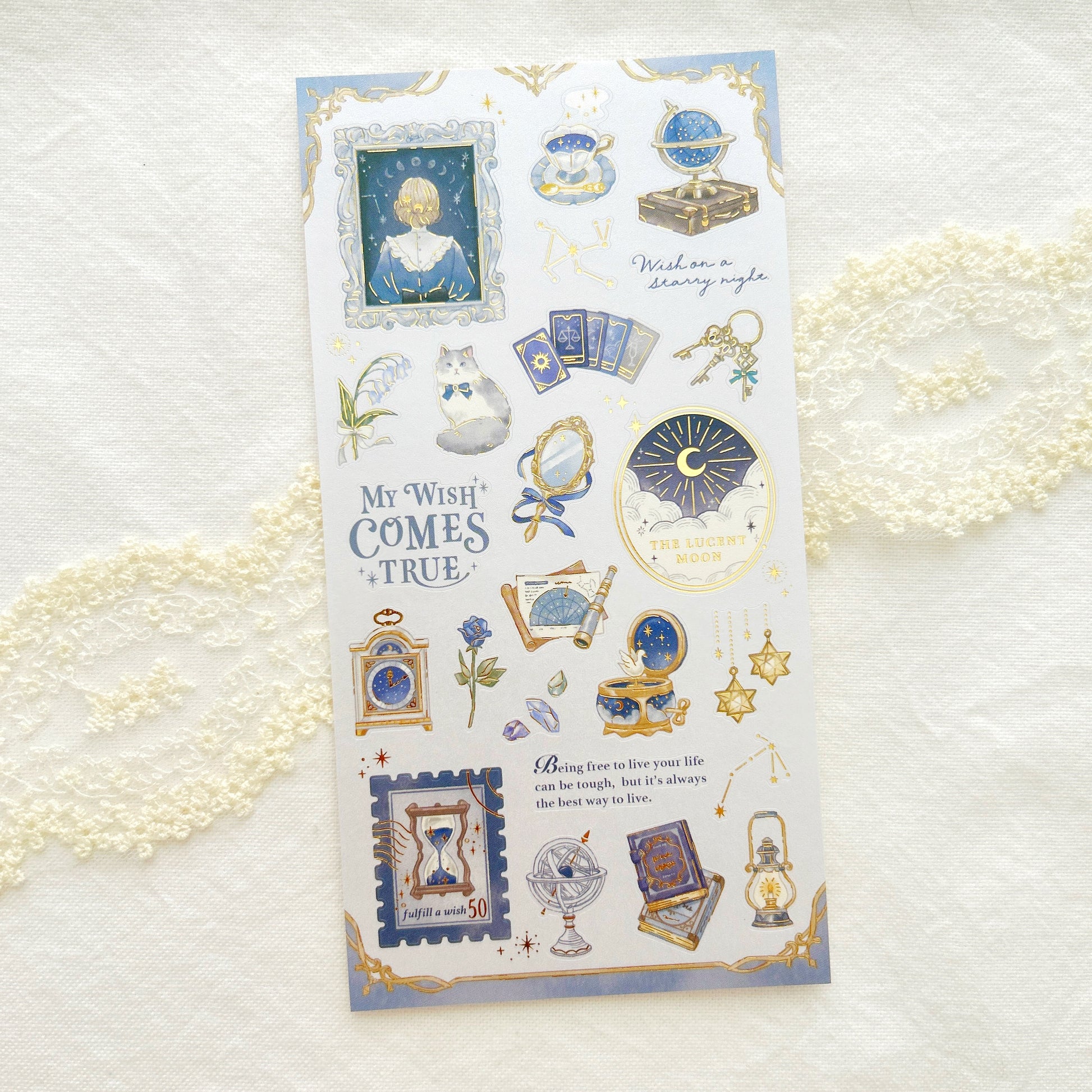 Decorative sticker sheet with vintage style illustrations 