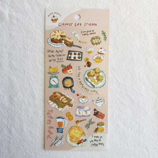 Mind Wave Choosy Life - Make Sweets sticker sheet. Ideal for adding a touch of sweetness to planners, journals, or scrapbooks.