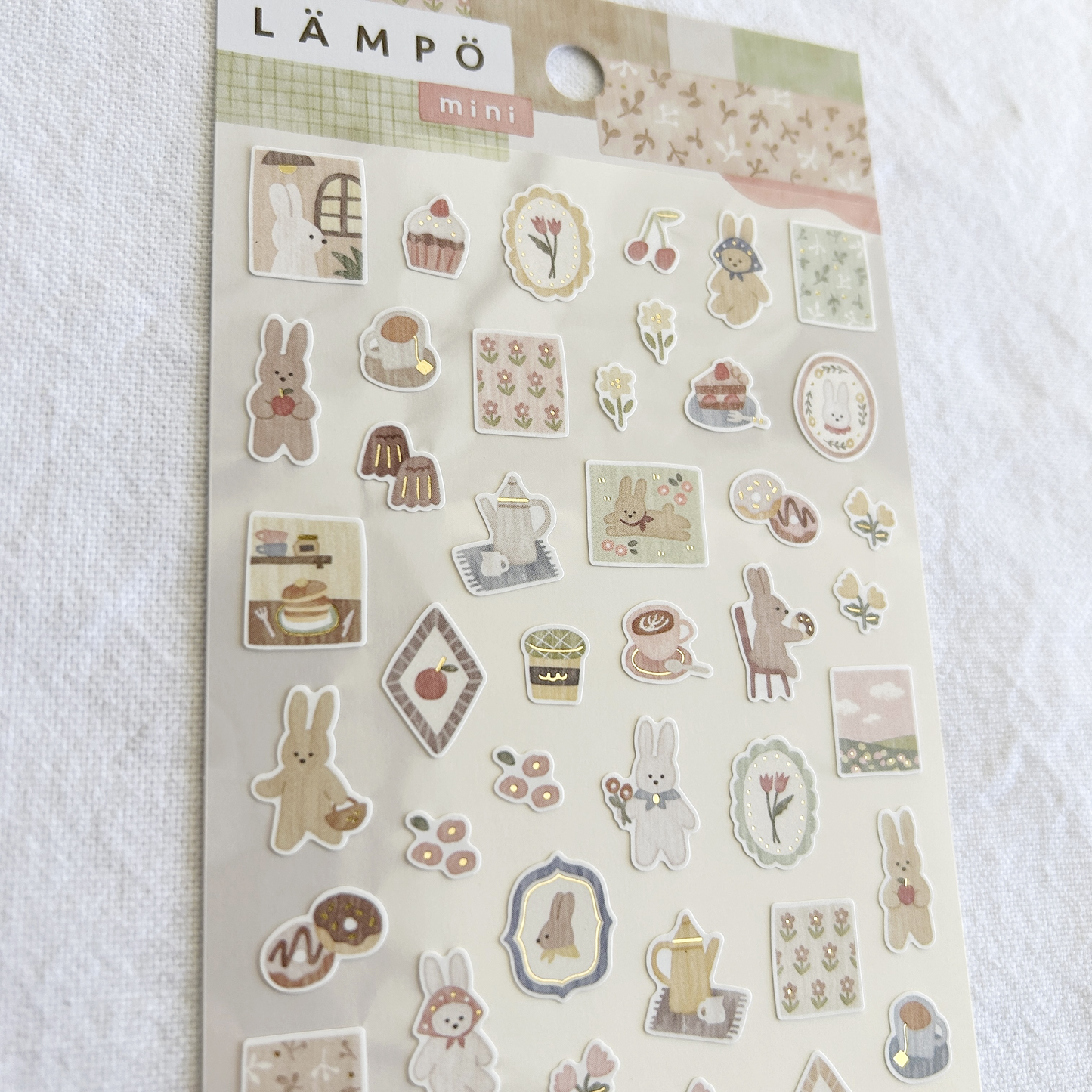 Mind Wave Lampo - Rabbit and Sunset sticker sheet. Perfect for decorating journals, planners, or scrapbooks.