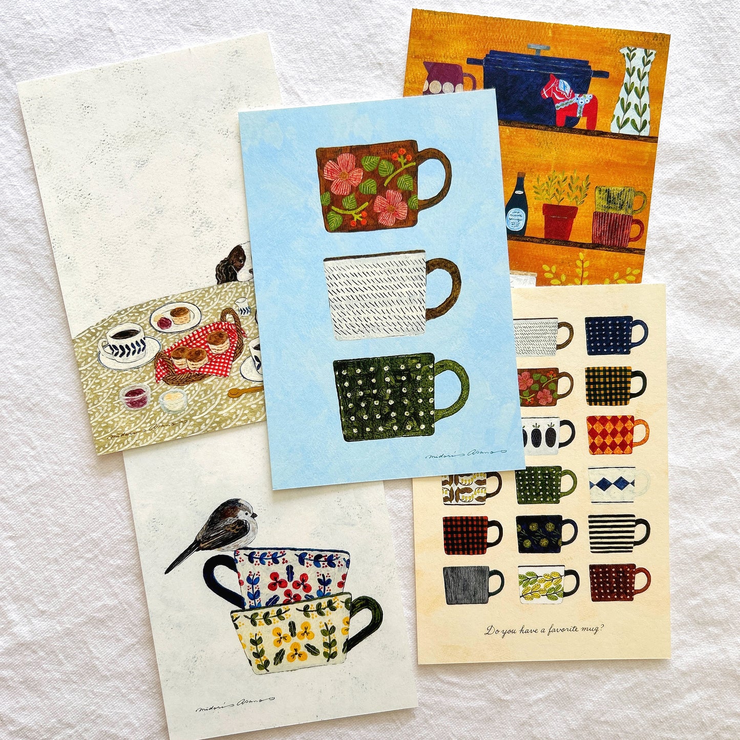 Midori Asano Postcard Booklet - My Favorite Mugs