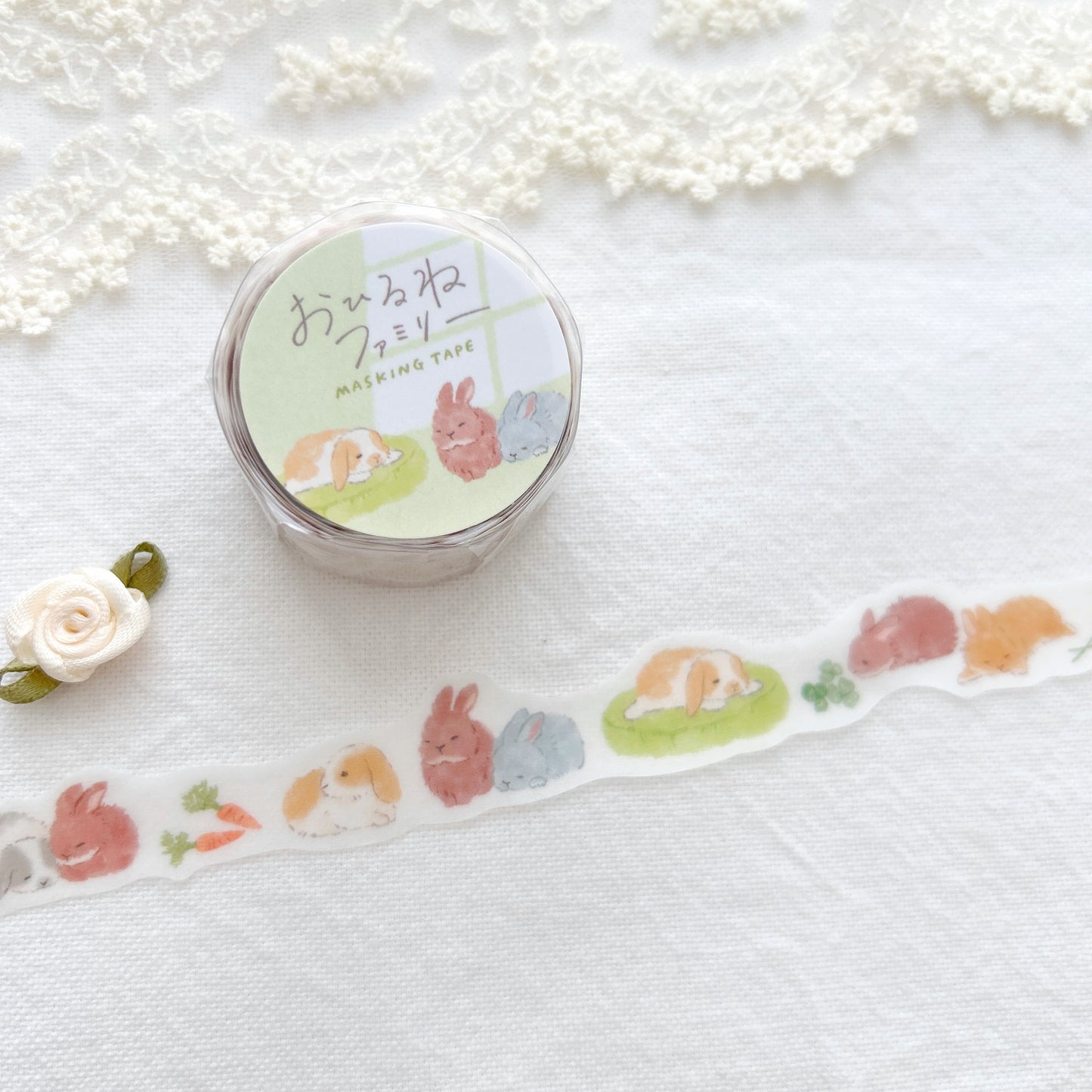 Mind Wave Die-Cut Ohirune Family Washi Tape - Napping Bunny