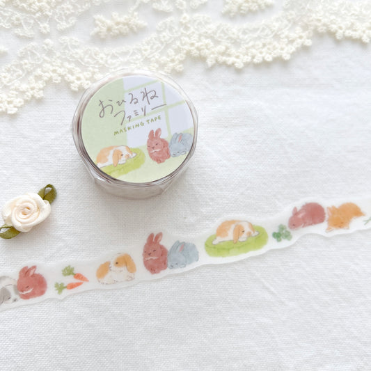 Mind Wave Die-Cut Ohirune Family Washi Tape - Napping Bunny