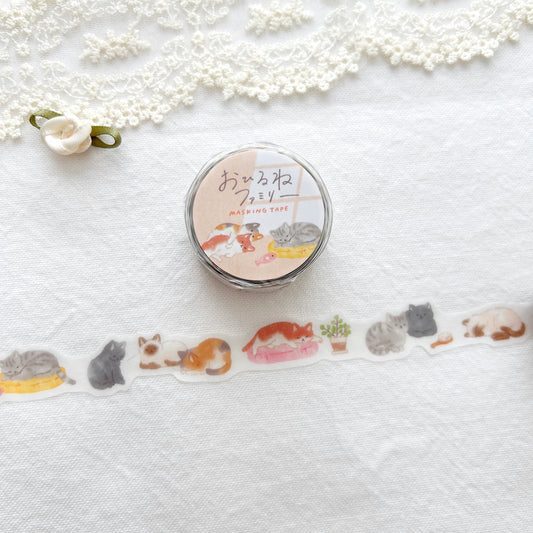 Mind Wave Die-Cut Ohirune Family Washi Tape - Napping Cat