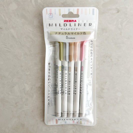 Zebra Mildliner Dual-Tip Highlighter 5 Color Set - Natural
