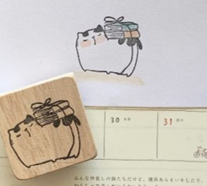 Catdoo Rubber Stamp - Neko and Book Librarian