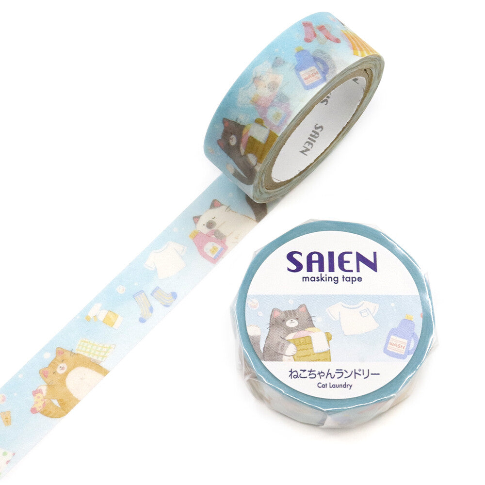 Saien Washi Tape - Neko Laundry Day