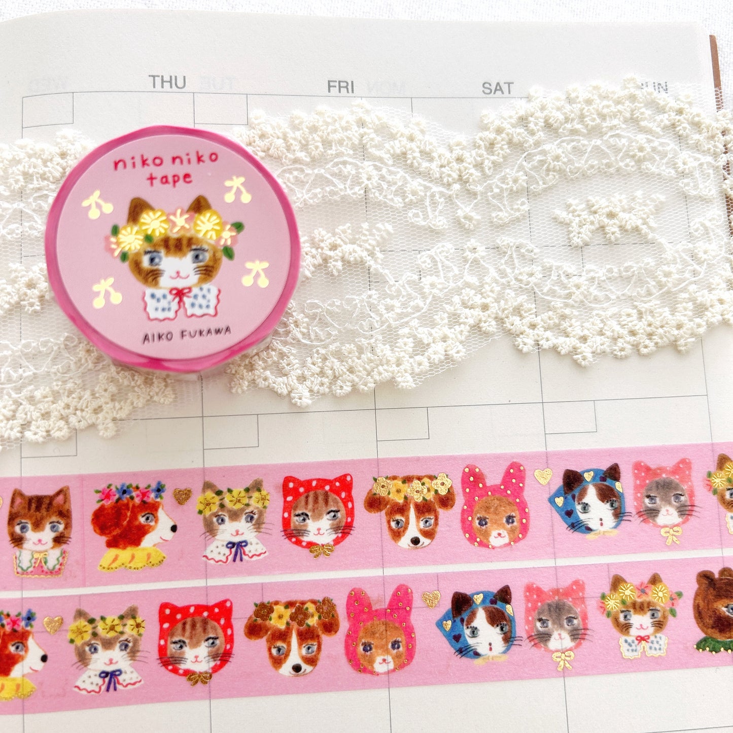 Cozyca - Aiko Fukawa Gold Foil Stamped Washi Tape Niko Niko
