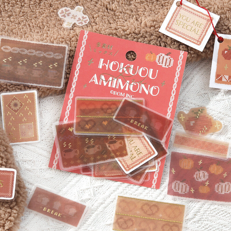 BGM Flake Stickers - Nordic Knitting - Red