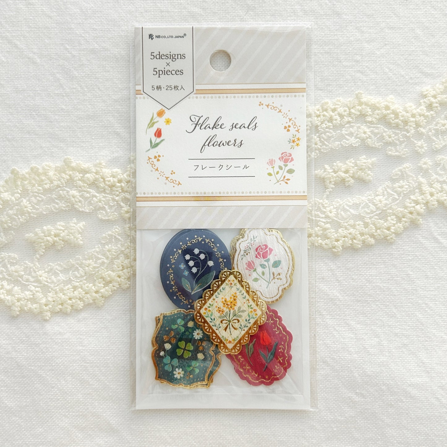 NB Gold Foil Flake Stickers - Flower