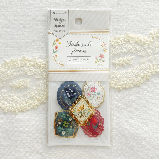 NB Gold Foil Flake Stickers - Flower