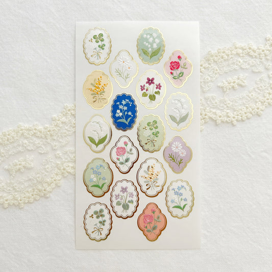 Japanese Pearl and Gold Foil Stickers - Pearl Antique