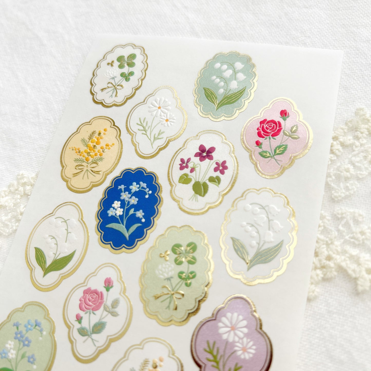 Japanese Pearl and Gold Foil Stickers - Pearl Antique