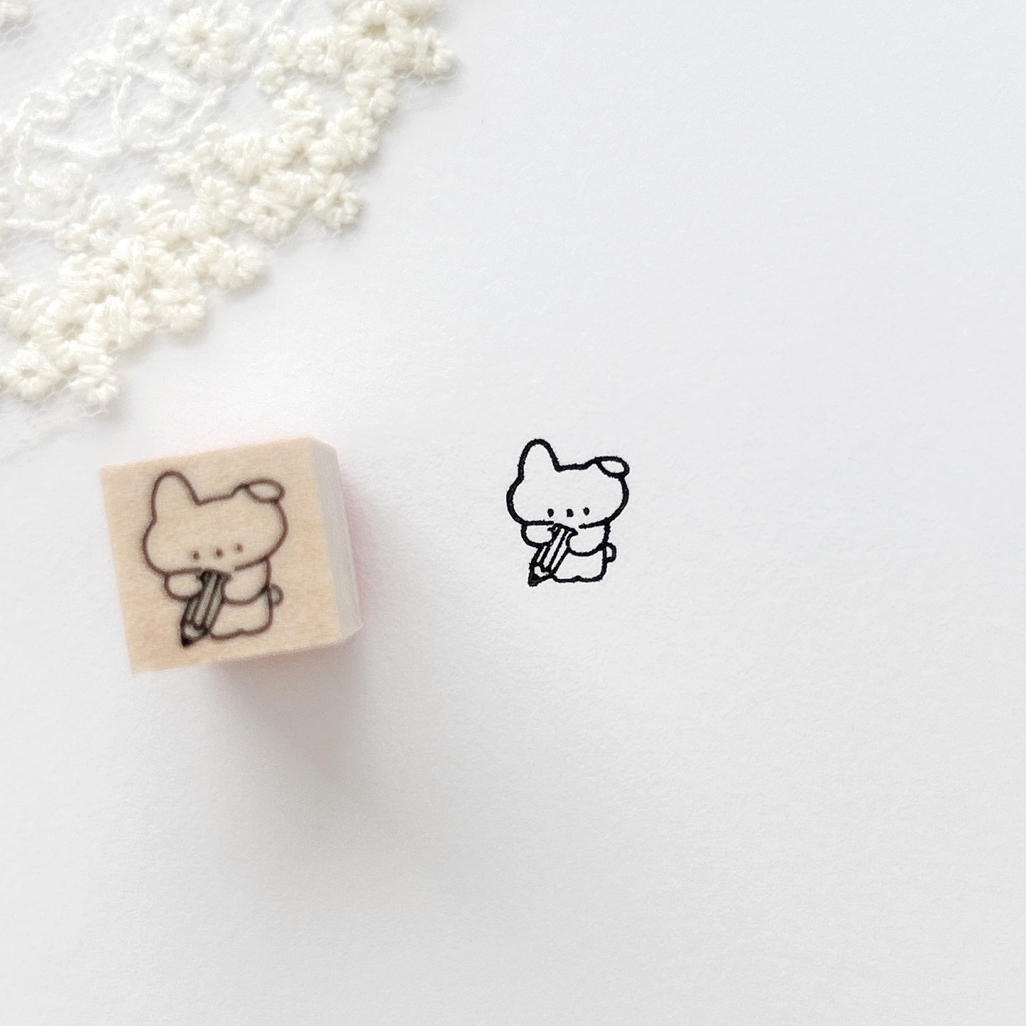 Ikhanko Rubber Stamp - Pencil Bunny
