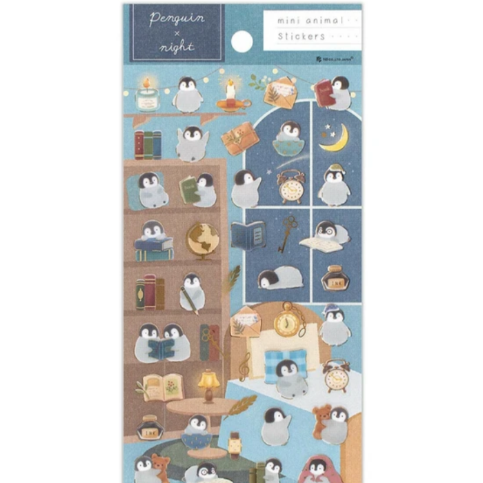 Japanese Clear Sticker Sheet featuring the cutest penguin illustrations, ideal for decorating planners, journals, and crafts with nature-inspired designs.